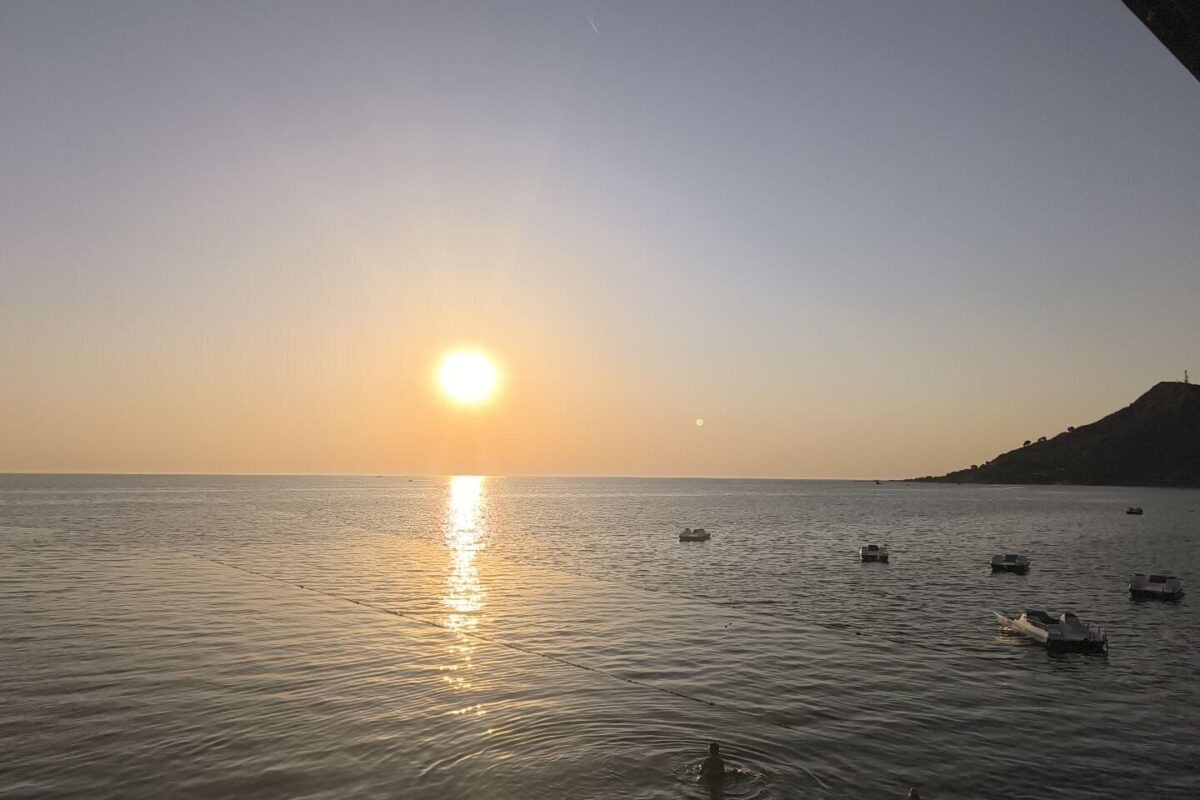 A photo of the Sun setting over the city of Durres in Albania a while ago shot by Mojisola Mary Job